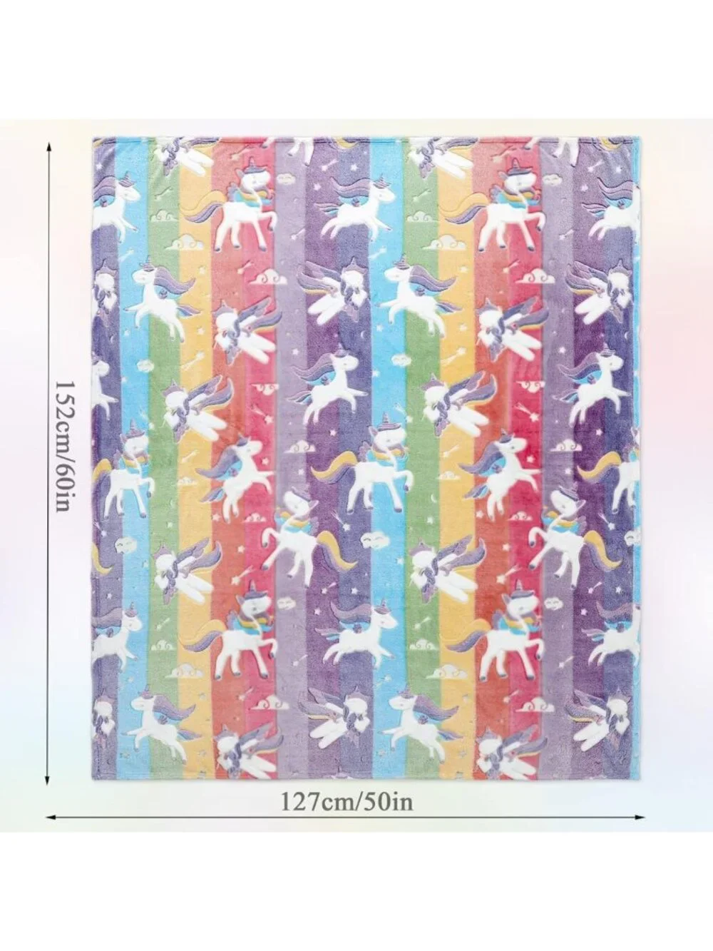 Glow in the Dark Unicorn Blanket for Girls, Soft Cozy Gift for Ages 3-10, 50